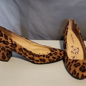 CL by Laundry Brown Leopard Print Chunky Heels